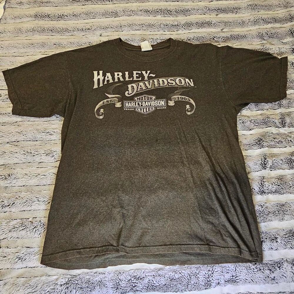 Harley-davidson Men's Black and Brown T-shirt